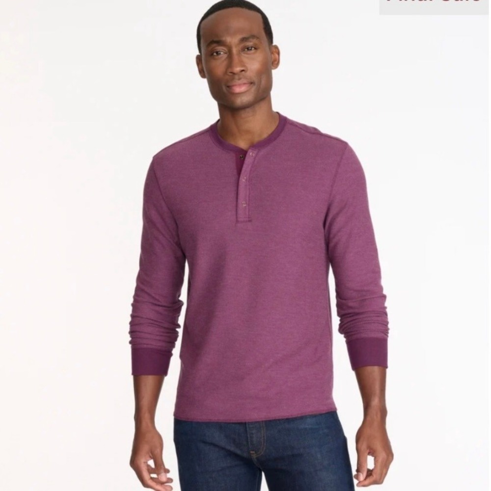 Untuckit Schrock Long Sleeve Henley Shirt Cranberry Purple Mens XXL